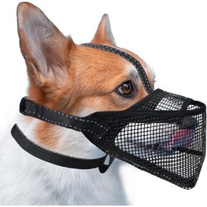 Mesh Dog Muzzle – Lightweight Breathable Soft Dog Muzzle with 3 Reflective Straps for Secure Fit, Prevents Biting, Chewing Scavenging – Adjustable for Small Medium Large Dogs, M