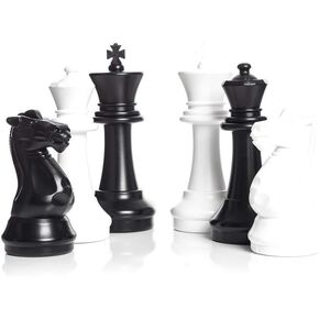 MegaChess Large Premium Chess Set with 16 Inch Tall King Black and White with Quick Fold Nylon Mat