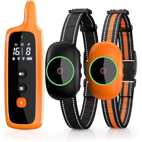 Dog Shock Collar for 2 Dogs, Dog Training Collar with Remote for Large Medium Small Dogs, Rechargeable E-Collar Waterproof Collars with 3 Training Modes, Range up to 3300Ft-Orange