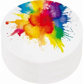 PATIKIL 100 Sheets Cotton Watercolor Paper Round 140lb/300 GSM Cold Press Water Coloring Paint Paper for Art Painting Watercolor Drawing Artist, 4 Inch