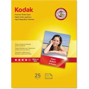 Kodak 8689283 Premium Photo Paper, 8.5 mil, Glossy, 8 1/2 x 11, 25 Sheets/Pack