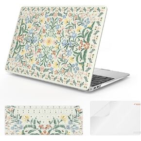 iCasso Compatible with MacBook Air 13 inch Case 2022 2021 2020-2018 Release A2337 M1 A2179 A1932, Slim Anti-Scratch Protective Plastic Hard Shell Case+Keyboard Cover for Mac Air 13.3-Pink Floral