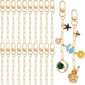 Liliaafar 50 Set Keychain Making Kit Metal Keychain Clips with Key Ring Swivel Snap Hook Lobster Claw Clasps and Extender Chain Bulk for DIY Craft Supplies Jewelry Bags Accessories Gift (Gold)