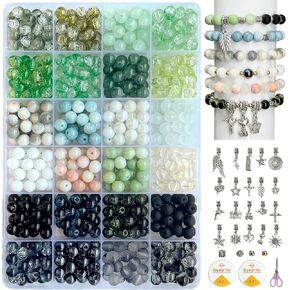 Beads for Jewelry Making, Jewelry Making Supplies for Adults, 8mm 24 Color 600 Pieces, Includes 20 Charms and Tools