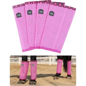 Tackmore Horse Fly Boots with Patterned Fleece Trim, Reduce Rubbing Fly Boots of 4 Summer Protective Leg Boots