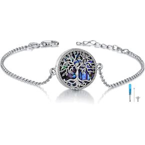 ONEFINITY Urn Bracelet for Ashes 925 Sterling Silver Abalone Shell Tree of Life Cremation Keepsake Jewelry Bracelet for Women
