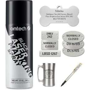 رذاذ وضع علامة ليزر Omtech ، سائل علامة ليزر معدني لـ CO2 Laser Engravers ، رذاذ Aerosol الأسود CO2 الأسود للليزر ، حبر بالليزر للكشاس المصنوع من الفولاذ المقاوم للصدأ الألمنيوم