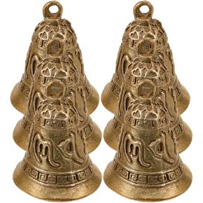Craft Bells, 6pcs Vintage Bell Iron Bell Charm Bronze Jingle Bells Craft Retro Bell Figurine Feng Shui Bell for DIY Wind Chimes Doorbell Keychain Pendants