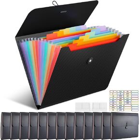 14 PCS Office Office Corresion Firce Protection Bulk - 13 Pocket Plastics Assiding Folder مع علامات التبويب - مجلد ورقة فضفاضة حجم للعمل في مدرسة العمل ، معلم الطالب