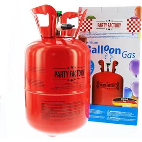 Party Factory Helium Tank for up to 30 Latex Balloons, Helium Cylinder 7 cu. ft. Gas with filling quantity for Balloons, Ideal for Birthday Party, Wedding