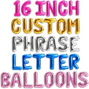 Custom Phrase Letter Balloons -16 inch Gold Letter Balloons Banner | Alphabet Ballons | Rose Gold Foil Letter Ballon | Customized Name Balloon Letters Banner