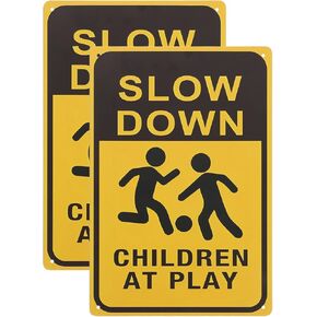 Milisten 2Pcs Slow Down at Play Signs Bright Caution Signs for Street Safety Adorable Designs for Lawn Community Areas Reducing Accidents