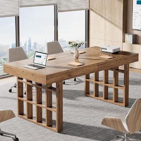 Tribesigns 62.9-Inch Conference Table for 6 People, 5.2 ft Rectangular Meeting Seminar Table for Office Meeting Conference Room