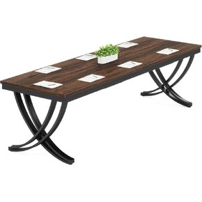 Tribesigns 6.5FT Conference Table for 6-8 People, 78 inch Long Rectangular Seminar Table with Strong Metal Frame, Business Furniture Boardroom Desk for Office Meeting Conference Room (1PCS, Brown)