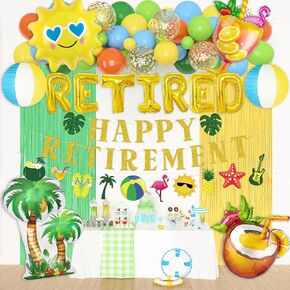 Summer Pool Beach Party Decorations, Splash Birthday Bash Party Supplies Tropical Summer Banner Beach Ball Lantern Fringe Curtain Foil Balloons Arch for Swimming Water Luau Hawaiian Party Decor(Blue)