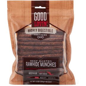 Good Lovin' Highly Digestible Beef Basted Rawhide Munchies Dog Treats 11.3 oz. Count of 40