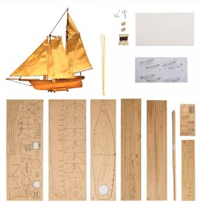 GAWEGM Wooden Ship Model Kits - Scale 1/120 America 1851 Yacht Race Champion Model Ship