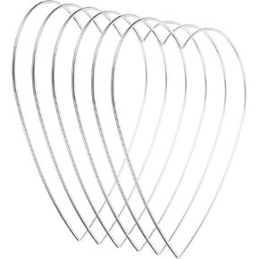 PATIKIL 4inch Dream Catcher Rings, 6 Pcs Metal Heart Shape Macrame Wreath Floral Ring Hoop for Home DIY Craft Wedding Wall Hanging Decorations, Silver