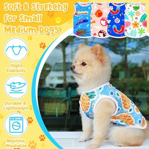 Yaomiao 32 Pack Summer Hawaii Dog Shirts Girls Dogs T-Shirts Pet Vest Puppy Clothes Breathable Top Sleeveless Apparel for Cats(Cartoon Series,S) in Saudi Arabia