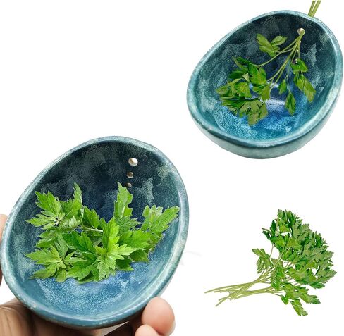 Pottery Herb Stripper Bowl -2025 أداة سيراميك مصنوعة يدويًا جديدًا لـ Kale ، البنجر ، الأعشاب - مثالية للمنزل والمطبخ ، دائم (Blue Glaze) in Saudi Arabia