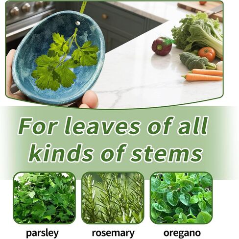 Pottery Herb Stripper Bowl -2025 أداة سيراميك مصنوعة يدويًا جديدًا لـ Kale ، البنجر ، الأعشاب - مثالية للمنزل والمطبخ ، دائم (Blue Glaze) in Saudi Arabia