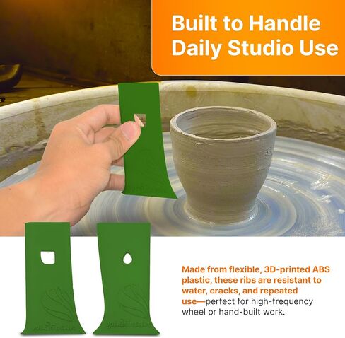 Splashncolor Pottery Ribs - ABS Clay Texture Flight ، أدوات رمي ​​الطين ، تنعيم الفخار الخزفي ، النحت ، النحت ، وتقليص أدوات الفخار DIY - الأخضر - مجموعة D - (2 عبوة) in Kuwait