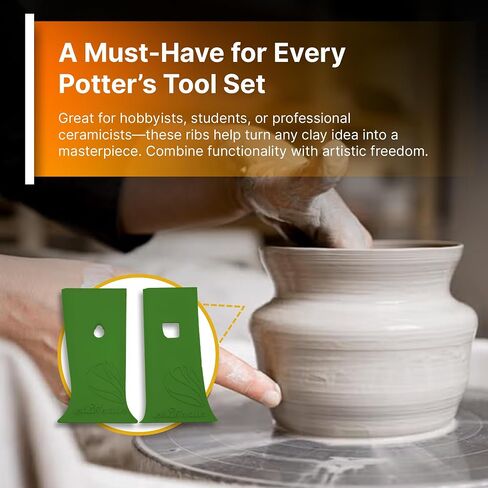 Splashncolor Pottery Ribs - ABS Clay Texture Flight ، أدوات رمي ​​الطين ، تنعيم الفخار الخزفي ، النحت ، النحت ، وتقليص أدوات الفخار DIY - الأخضر - مجموعة D - (2 عبوة) in Kuwait