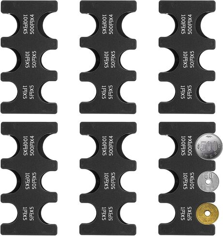 PATIKIL 6Pcs Japanese Coin Holder, Portable JPY Coin Organiser Dispenser Coin Hard Case Storage 8 Slots, Great for Home, Office, Collection,Black in Saudi Arabia