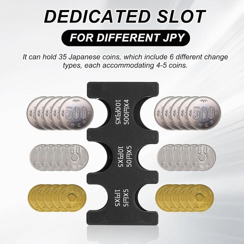 PATIKIL 6Pcs Japanese Coin Holder, Portable JPY Coin Organiser Dispenser Coin Hard Case Storage 8 Slots, Great for Home, Office, Collection,Black in Saudi Arabia