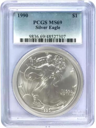 الولايات المتحدة الأمريكية 1990 $ 1 American Silver Eagle Coin - MS69 PCGS - United States Mint in Saudi Arabia