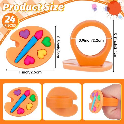 24 PCS Palette Cupcake Toppers Dessert Ring Cupcake Topper Art Paint Cake Toppers Painting Graffiti Art Party Favors Birthday Party Baby Shower Decor Supplies in Saudi Arabia