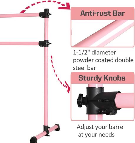 UMEKEN Wood/Aluminum/Steel Ballet Barre 4 Foot Portable Barre Bar Home Adjustable Freestanding Ballet Stretch Dance Bar for Kids Adult with Carry Bag in Kuwait