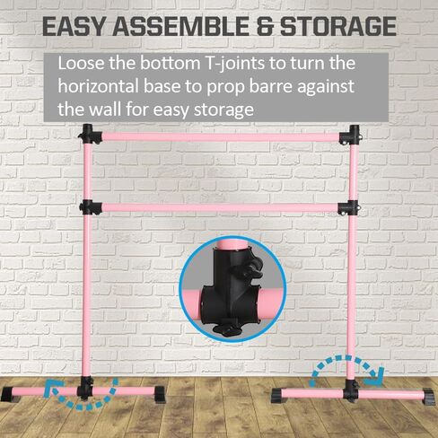 UMEKEN Wood/Aluminum/Steel Ballet Barre 4 Foot Portable Barre Bar Home Adjustable Freestanding Ballet Stretch Dance Bar for Kids Adult with Carry Bag in Kuwait