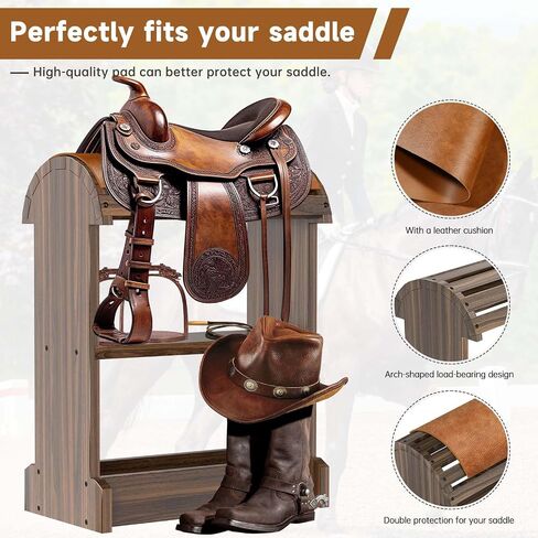 Extra-Large Wood Saddle Rack, Ideal Saddle Stand for Horse Tack Organizers & Western Saddles Sstand, Stores & displays Your Trophy Saddles (Chocolate Brown) in Saudi Arabia