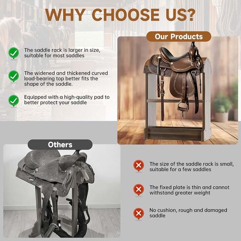 Extra-Large Wood Saddle Rack, Ideal Saddle Stand for Horse Tack Organizers & Western Saddles Sstand, Stores & displays Your Trophy Saddles (Chocolate Brown) in Saudi Arabia
