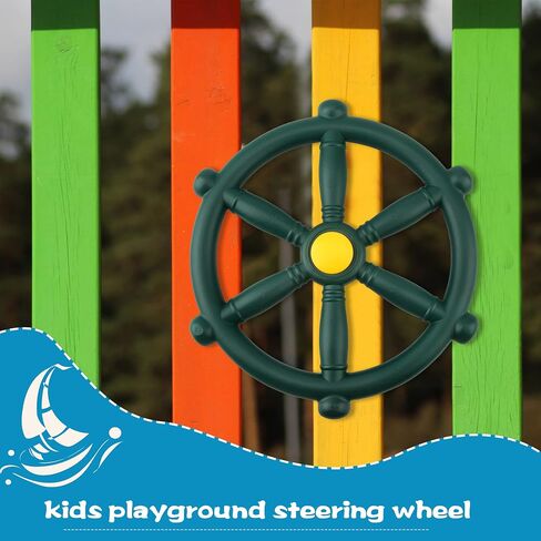 ملعب التوجيه العجلة البلاستيكية القراصنة سفينة عجلات ملعب Swingset العجلات التوجيه الملحقات للأطفال في الهواء الطلق الفناء الخلفي treehouse (1 ، الأخضر) in Saudi Arabia
