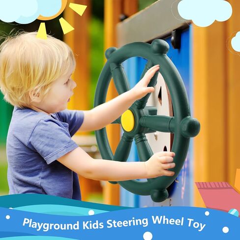 ملعب التوجيه العجلة البلاستيكية القراصنة سفينة عجلات ملعب Swingset العجلات التوجيه الملحقات للأطفال في الهواء الطلق الفناء الخلفي treehouse (1 ، الأخضر) in Saudi Arabia
