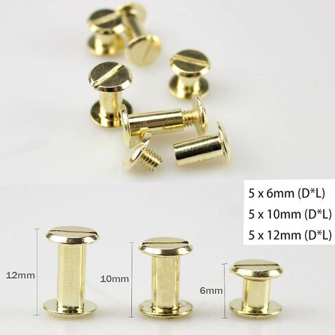 Enenes Chicago Screw 75 Sets Post Post 3 أحجام مسامير الحزام 1/4 3/8 1/2 بوصة مشاركات المسمار المسمار للميدالي in Saudi Arabia