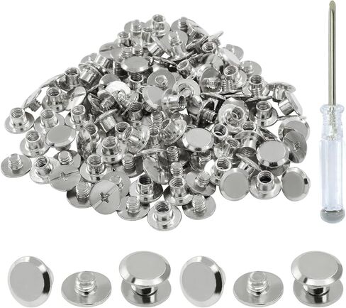 60 Sets Silver Chicago Screws, M5*4mm Leather Rivets Screw Rivets Buttons DIY Leather Trim Craft Bookbinding for Decorate Repair Belt Bag Shoes Purse in Saudi Arabia