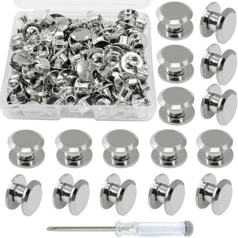 60 Sets Silver Chicago Screws, M5*4mm Leather Rivets Screw Rivets Buttons DIY Leather Trim Craft Bookbinding for Decorate Repair Belt Bag Shoes Purse in Saudi Arabia