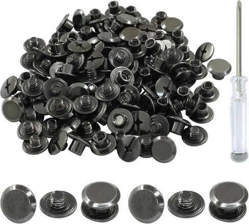 60 Sets Silver Chicago Screws, M5*4mm Leather Rivets Screw Rivets Buttons DIY Leather Trim Craft Bookbinding for Decorate Repair Belt Bag Shoes Purse in Saudi Arabia