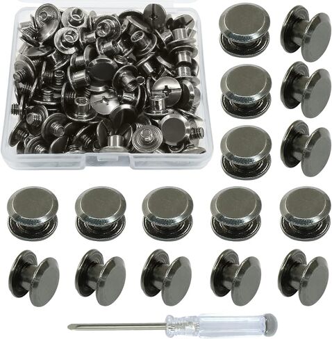 60 Sets Silver Chicago Screws, M5*4mm Leather Rivets Screw Rivets Buttons DIY Leather Trim Craft Bookbinding for Decorate Repair Belt Bag Shoes Purse in Saudi Arabia