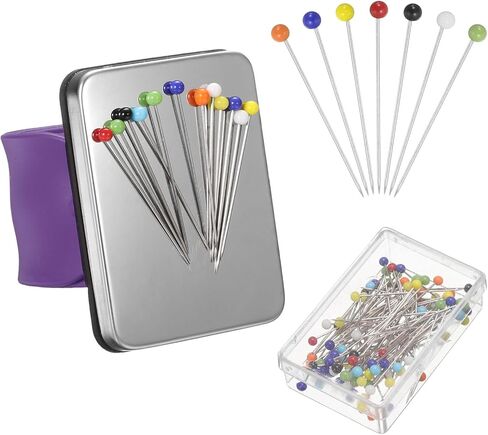 Harfington Magnetic Wrist Silicone Silicing Pincusion مع 100 دبابيس رأس بلاستيكية للخياطة ، خياطة اللحف ومقطع الشعر ، الأسود in Saudi Arabia