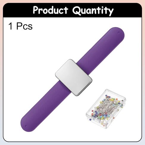 Harfington Magnetic Wrist Silicone Silicing Pincusion مع 100 دبابيس رأس بلاستيكية للخياطة ، خياطة اللحف ومقطع الشعر ، الأسود in Saudi Arabia