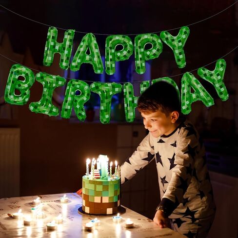 أدوات زخارف حفلة عيد ميلاد خضراء ذات طابع أخضر ، مع البالونات البكسل ، مستلزمات خلفية بكسل TNT للبنين ، الاحتفال في الهواء الطلق ، أساسيات الحفلات ذات الطابع (Pixel Green) in Kuwait