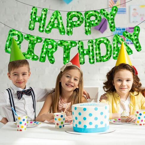 أدوات زخارف حفلة عيد ميلاد خضراء ذات طابع أخضر ، مع البالونات البكسل ، مستلزمات خلفية بكسل TNT للبنين ، الاحتفال في الهواء الطلق ، أساسيات الحفلات ذات الطابع (Pixel Green) in Kuwait