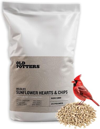 Wildlife Sunflower Hearts & Chips for Bird Feeding and Wildlife Bird attracting, Non-GMO and USA Grown, 25 lbs in Saudi Arabia