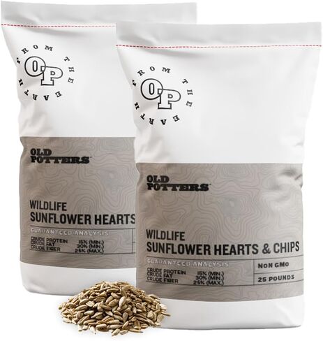 Wildlife Sunflower Hearts & Chips for Bird Feeding and Wildlife Bird attracting, Non-GMO and USA Grown, 25 lbs in Saudi Arabia
