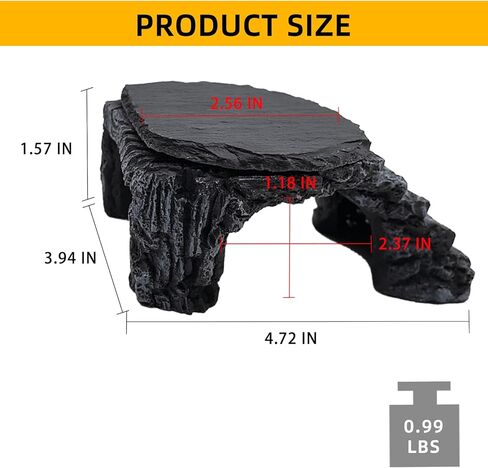 Bearded Dragon Basking Platform, Turtle Basking Platform Decorative Reptile Hideout with Rock Slate Plate in Terrarium for Lizard, Leopard, Crested Gecko(Large-Green) in Kuwait