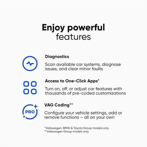 OBDeleven OBD2 Diagnostic Tool Scanner for Audi Seat Cupra Skoda Volkswagen BMW Mini (Android & iOS, Next Gen Device) in Kuwait